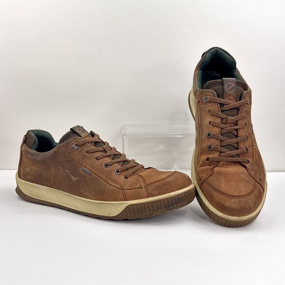 ECCO Shoes Byway Tred Sneakers Mens Size 12 Brown Leather Casual EU 46 Gore-Tex